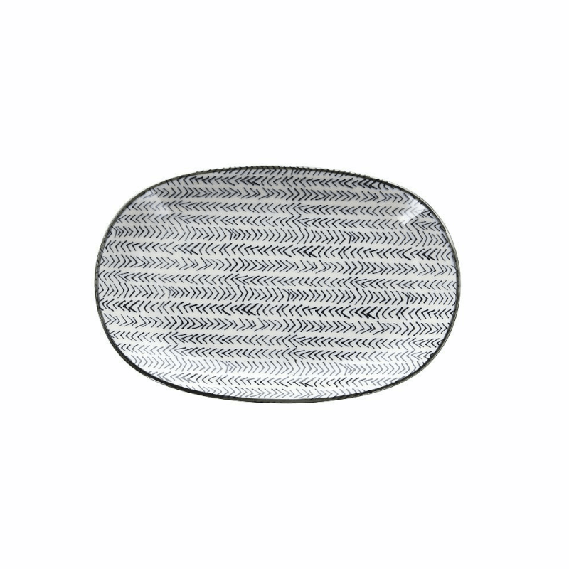 Piatto ovale piano 23 cm Chakra in porcellana nero