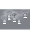 Plafoniera Garda Nichel 5 Paralumi Tessuto Grigio L75 cm Trio Lighting