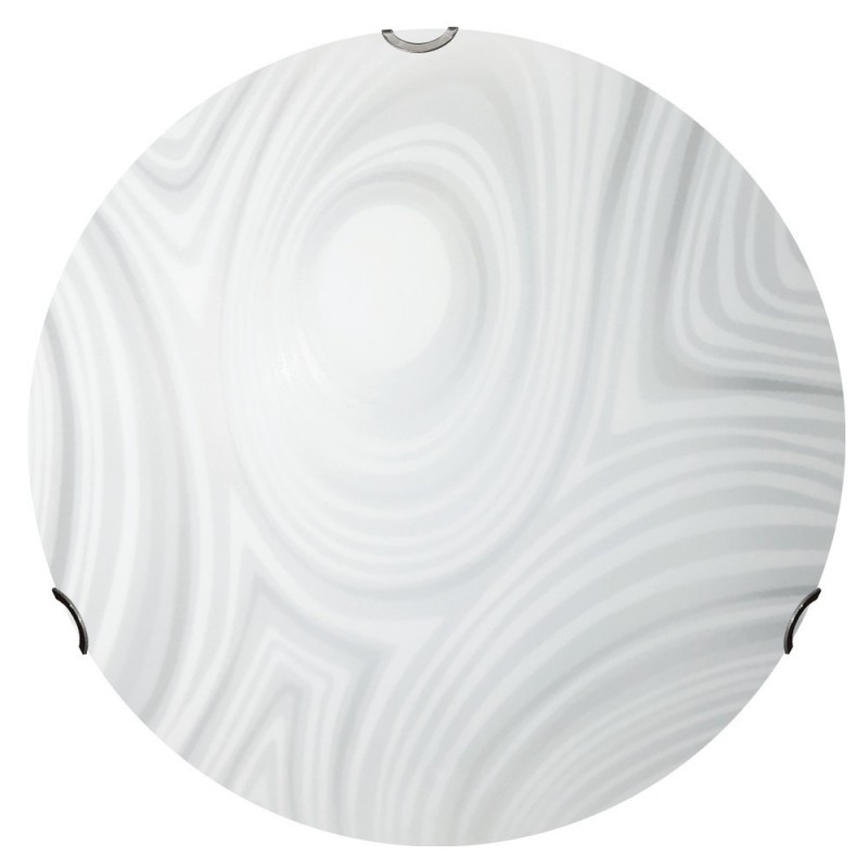 Plafoniera in vetro bianco sabbiato con ganci cromati diam 40 cm