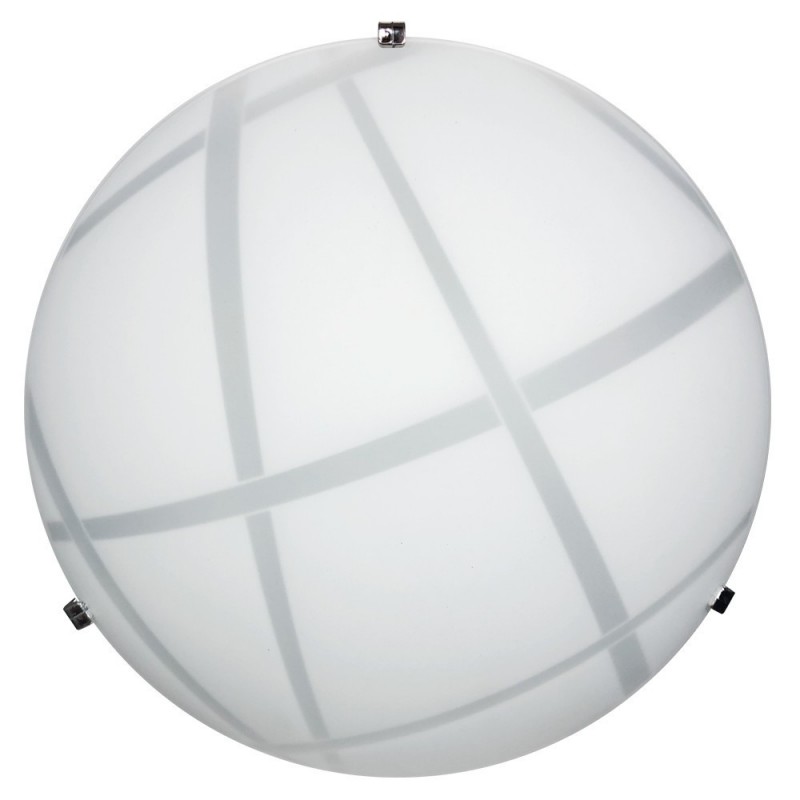 Plafoniera in vetro lastra bianco ganci cromati diam. 40xh.11 cm