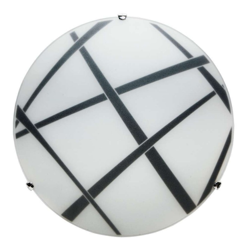 Plafoniera vetro bianco nero Diametro cm 40