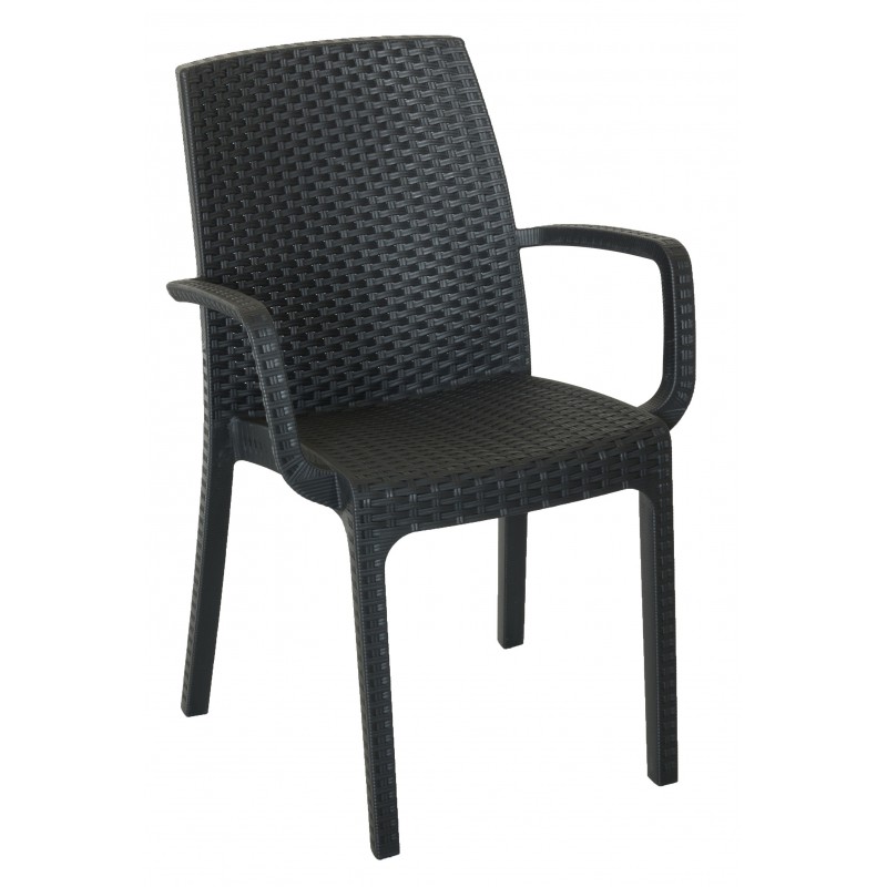 Poltrona da esterno antracite con braccioli cm 57x59x86h