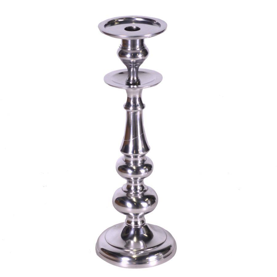 Portacandele alluminio argento 1p cmø13h37