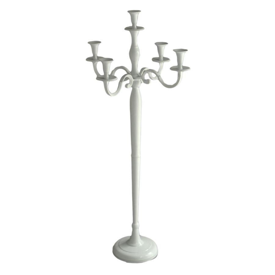 Portacandele candelabro alluminio bianco 5 posti cm 45x45h100