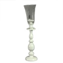 Portacandele ferro bianco cm 12x12h53