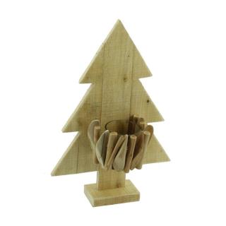 Portacandele legno albero 1p cm25x7,5h38