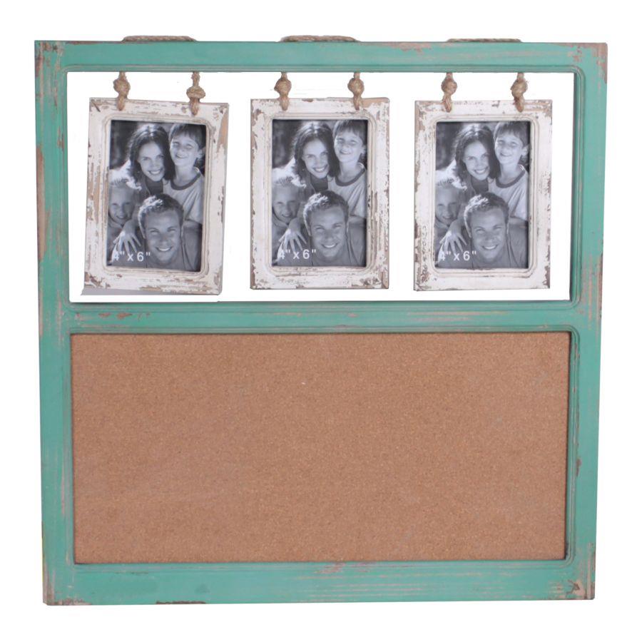 Portafoto muro legno rettangolare multiplo 3p cm 54x2