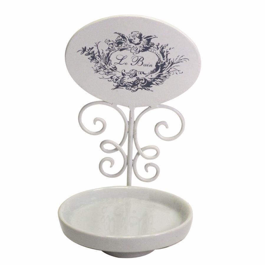 Portasapone metallo ceramica le bain bianco cm 14x10h21