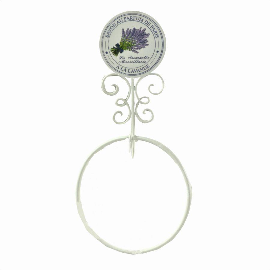 Portasciugamani a muro metallo lavanda bianco anello cm 19