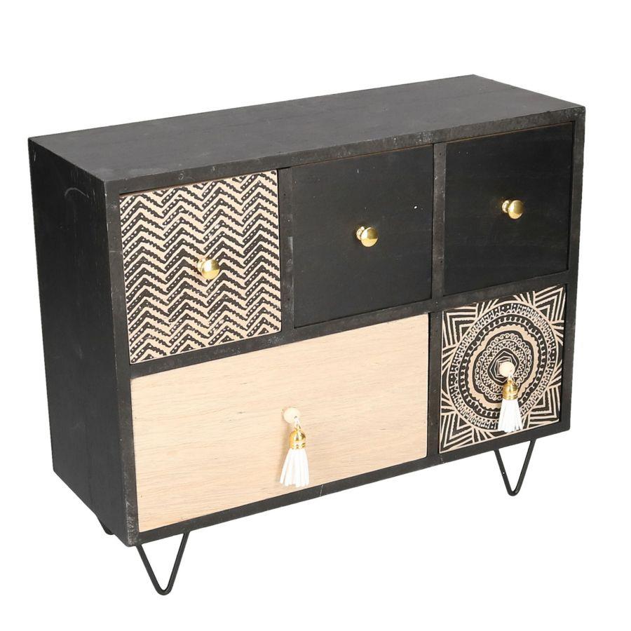 Portatutto legno maori 1+4 cassetti rettangolare cm 33x12h27