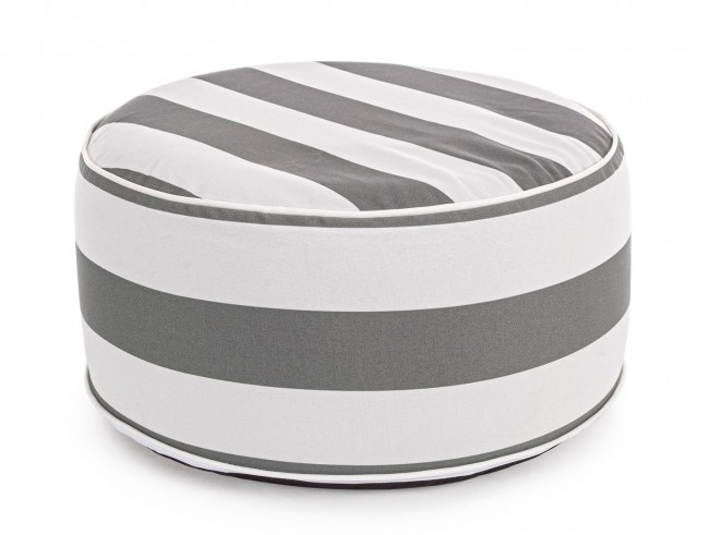 Pouf Righe Gonfiabile Bianco-Grigio
