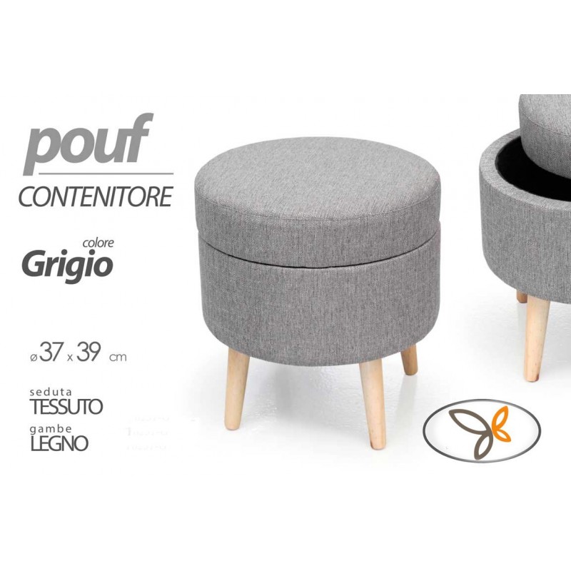 Pouf con contenitore grigio tondo cm cm 37 x 39 h