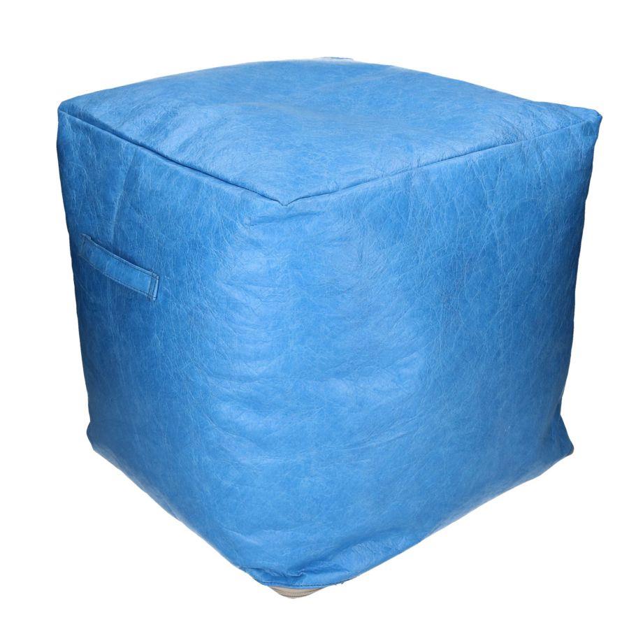 Puff cellulosa azzurro quadro cm40x40h40
