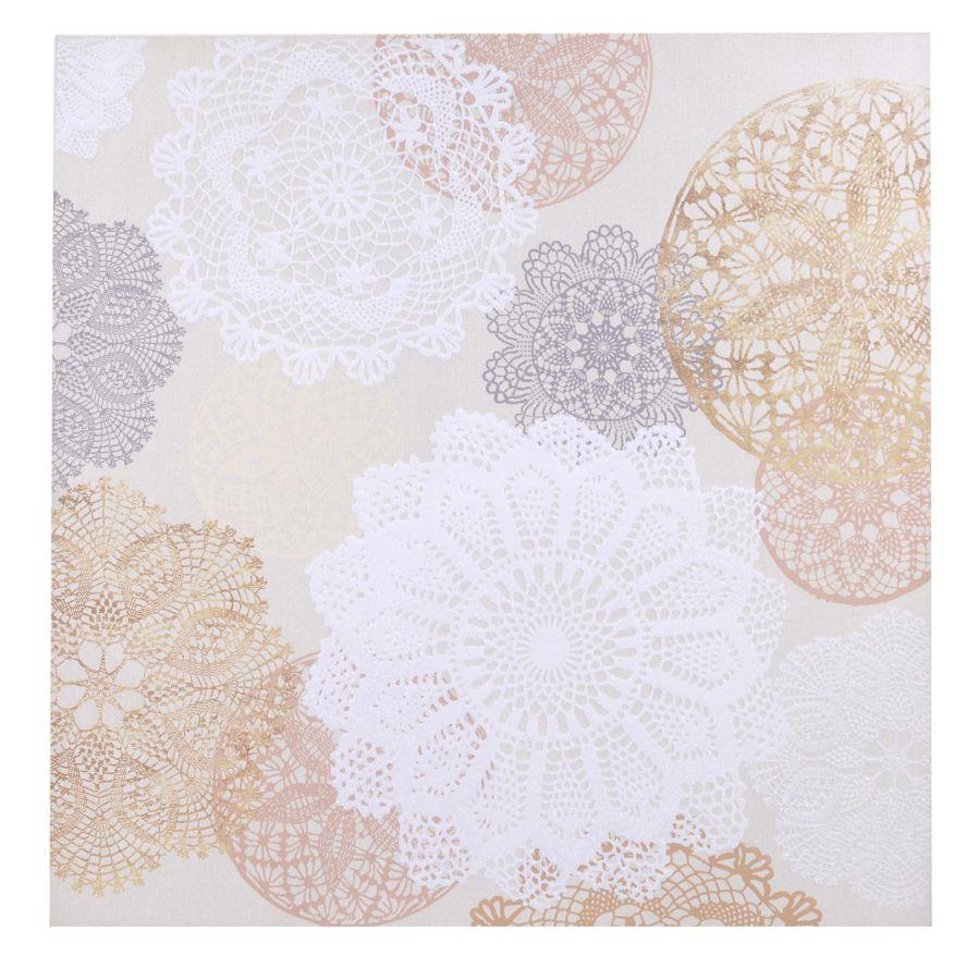 Quadro dipinto mandala chiarocm 80x80x4