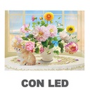 Quadro led vaso di fiori bianco rettangolare cm 40x30x1
