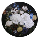 Quadro legno fiori nero tondo cm ø80h2