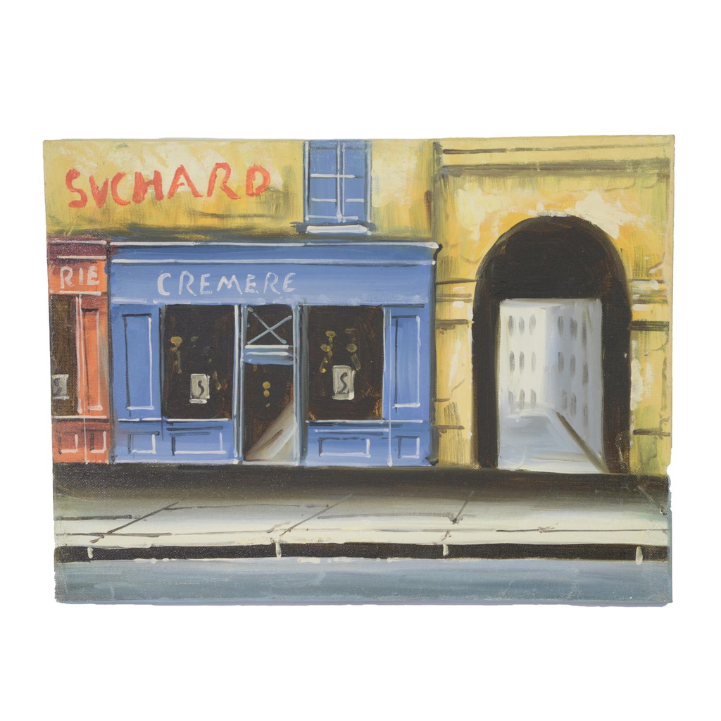 Quadro legno tela paesaggio urbano cm30x2x40