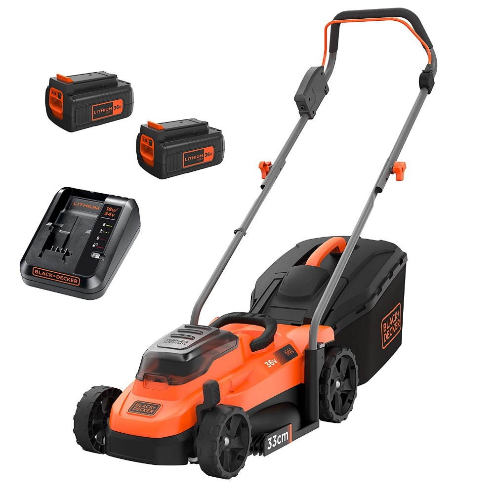 Rasaerba a batteria senza filo Black&amp;Decker BCMW3318L2-QW doppia batteria da 18V