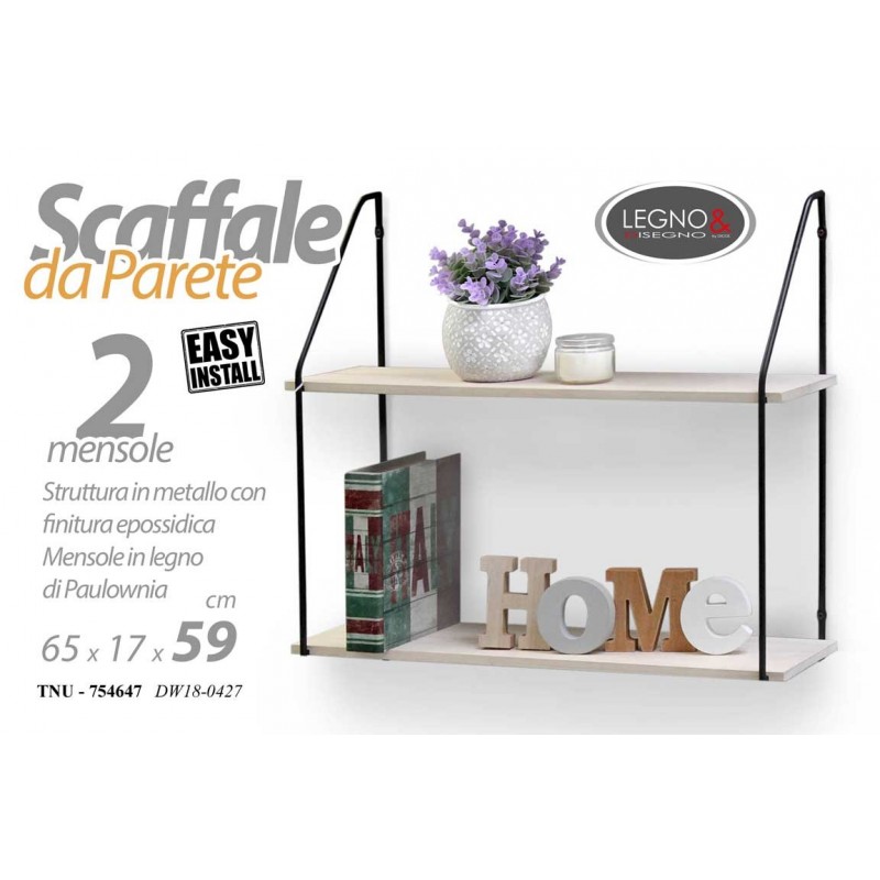 Scaffale urban da parete facile istallazione cm 65 x 17 x 59 h
