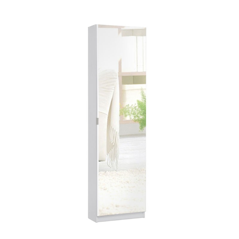 Scarpiera 1 anta a specchio struttura bianca 51x22xh.181 cm