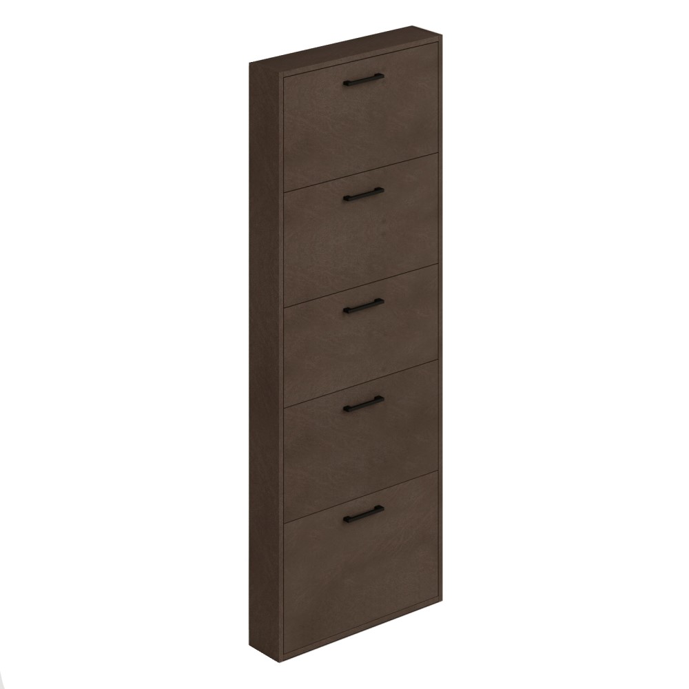 Scarpiera Slim in legno nobilitato 5 ribalte fango h180x65x15 cm