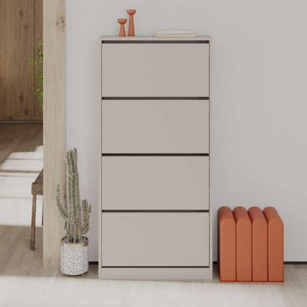 (2c) Scarpiera a ribalta light mocha con 4 ante L73 x P26 x 154.5H cm