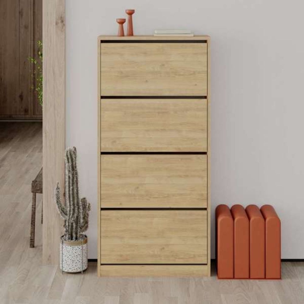 Scarpiera a ribalta rovere con 4 ante L73 x P26 x 154.5H cm