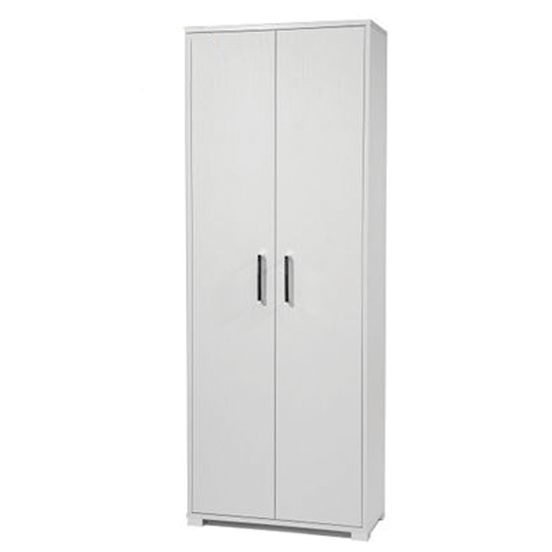 Scarpiera alta a due ante in legno bianco