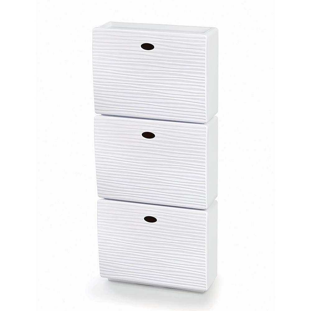 Scarpiera componibile ante a ribalta Wave tris bianco 51x17x118 H cm Domopak