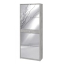 Scarpiera quattro ante a specchio un cassetto Beton Cemento 63x29x h164 cm