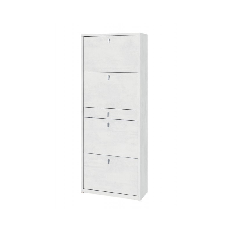 Scarpiera quattro ante un cassetto Bianco Ossido 63x29x h164 cm