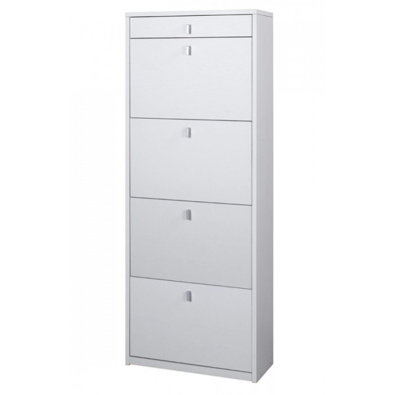 Scarpiera quattro ante un cassetto superiore Bianco Cenere 63x29x h164 cm