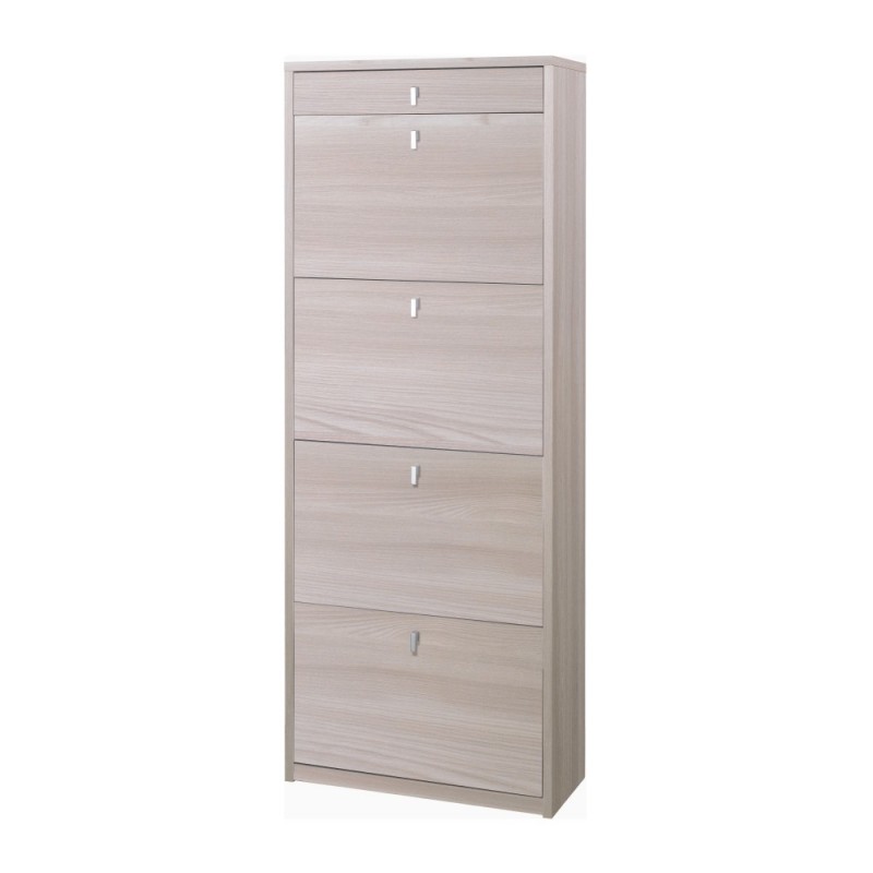 Scarpiera quattro ante un cassetto superiore Olmo Chiaro 63x29x h164 cm