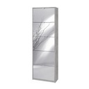 Scarpiera slim salvaspazio cinque ante a specchio Beton Cemento 63x29x h190 cm