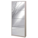Scarpiera slim salvaspazio quattro ante a specchio Olmo Chiaro 63x18x h154 cm