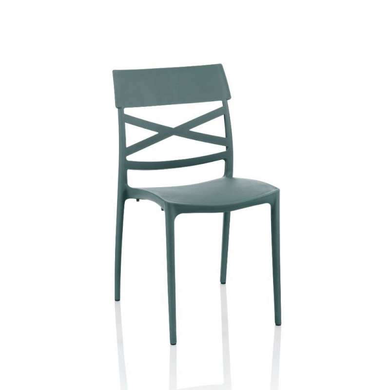 Sedia Esme polipropilene grigio metal schienale incrocio