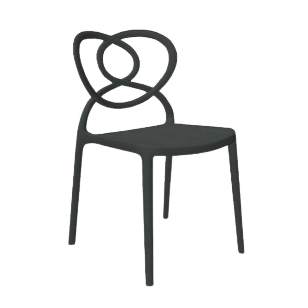 Sedia Lovely in Polipropilene Nera Resistente ai Raggi UV e all'Umidità L59 x P53 x H82