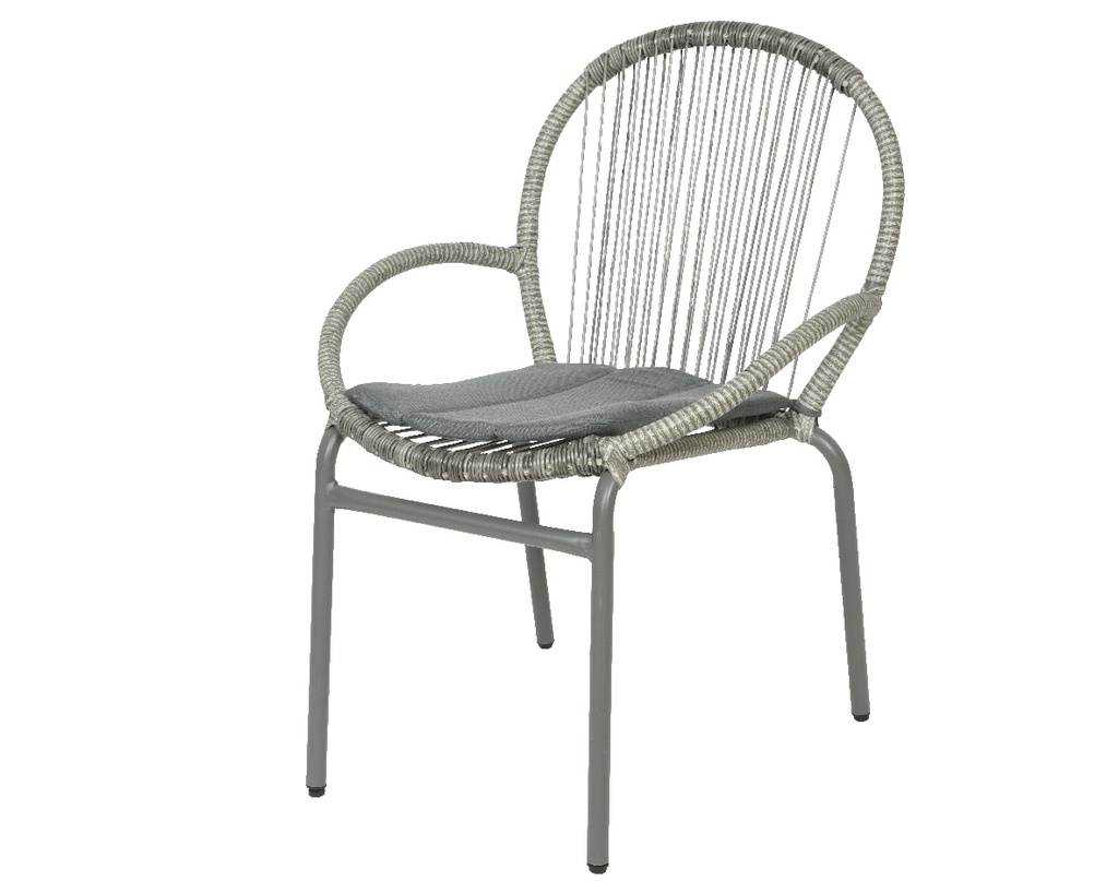 Sedia Salento con cuscino in vimini da esterno grigio