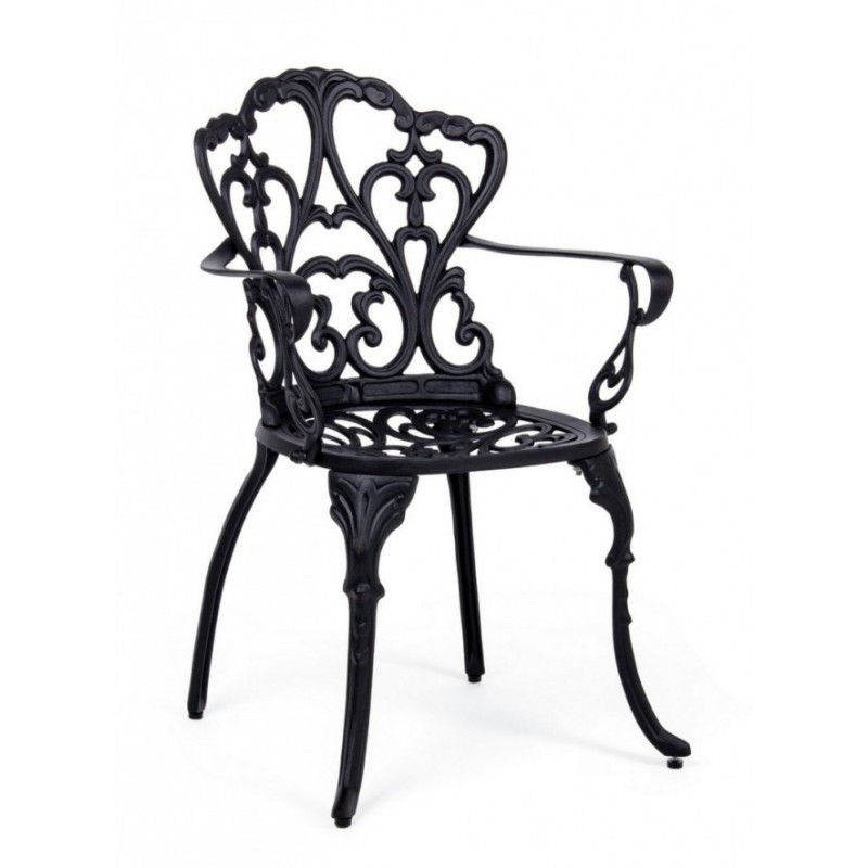 Sedia alluminio antracite esterno barocco cm 57.5x 58 x 87.5h iperbriko