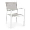 Sedia con braccioli Hilde Bianco Cloud in alluminio
