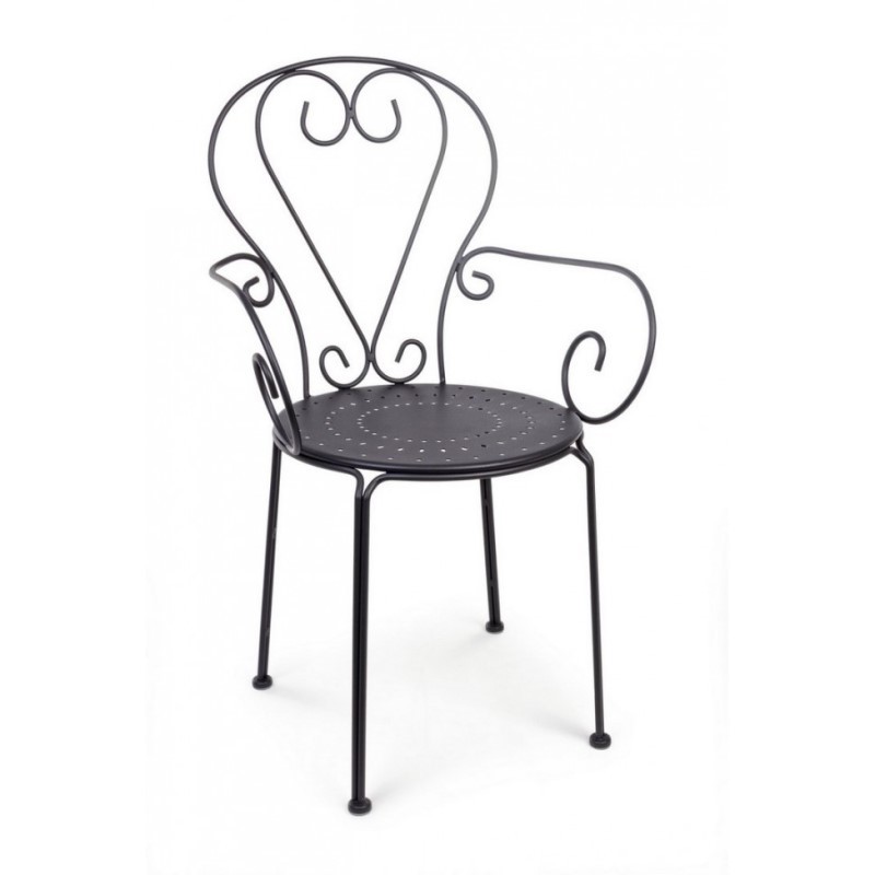 4xSedia da giardino con braccioli in acciaio Antracite ETIENNE 49x49x h89 cm