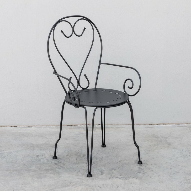 Sedia da giardino con braccioli in acciaio Grigio Scuro PARIS 49x50x h80 cm
