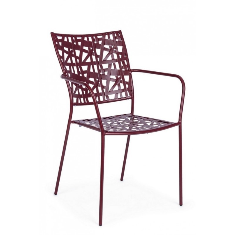 Sedia in acciaio con braccioli Kelsie Bordeaux iperbriko