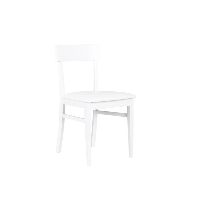 4x Sedia in legno laccato bianco  con seduta in similpelle 445xh. 82 cm