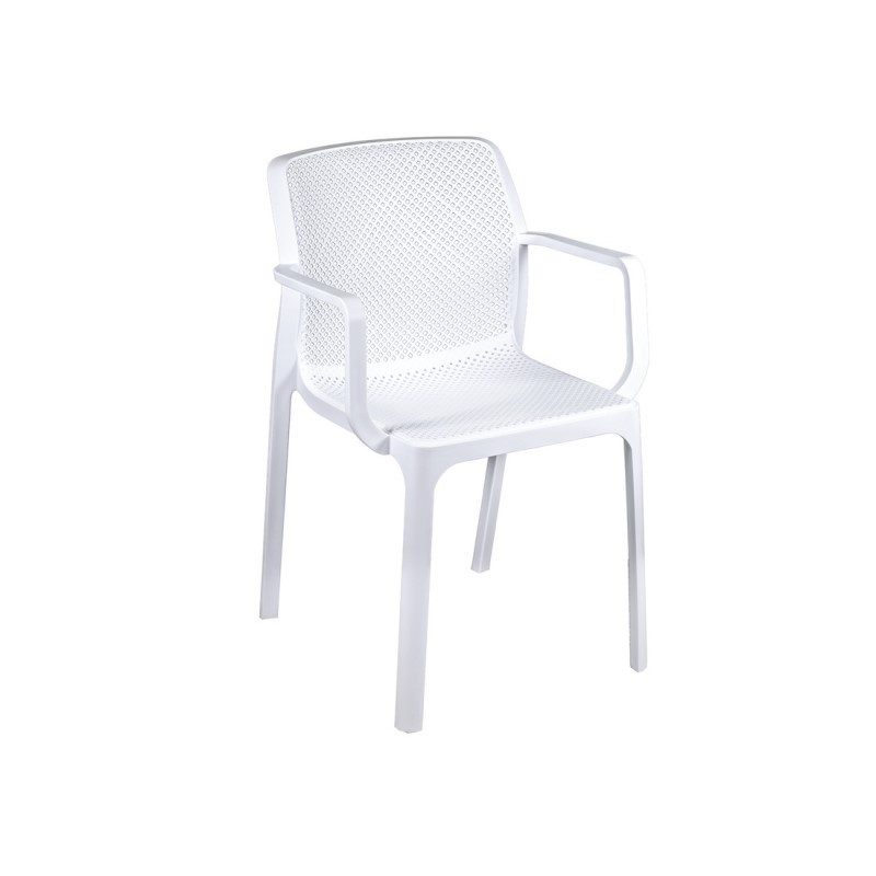 Sedia in polipropilene da giardino con braccioli Bianca DALIAN 46,5x53,5x h55 cm