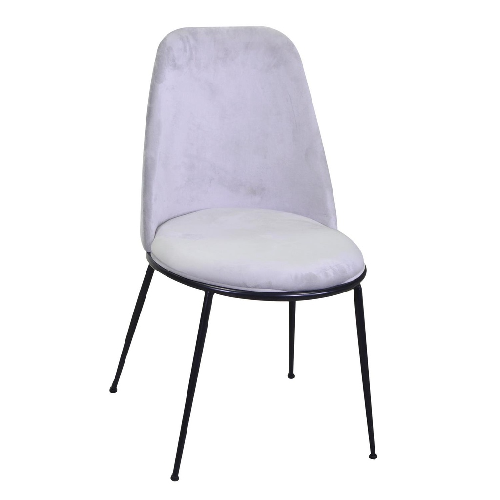 Sedia velluto Kiev grigio struttura nero cm 49x56h44/85
