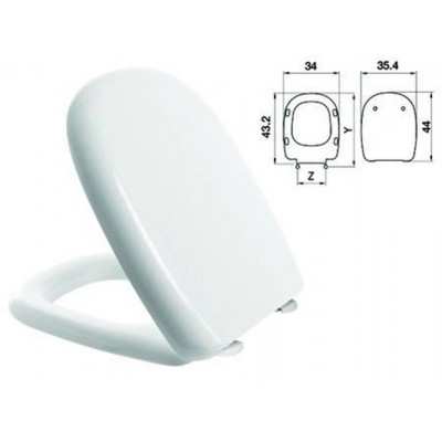 Sedile WC in termoindurente &quot;Five&quot; bianco con cerniere inox H025S - FER 410762