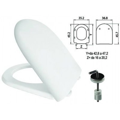 Sedile WC in termoindurente &quot;Luna 2&quot; bianco con cerniere inox H050 - FER 410786.