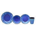 Servizio Piatti 16 Pezzi Craquelè Blu Melamina Blu