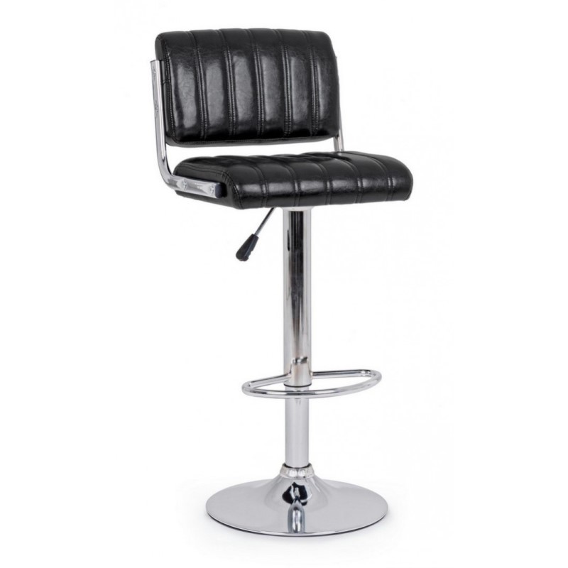 Sgabello da bar in similpelle Nero BARCLAY 46x51,5x h88,5-109,5 cm